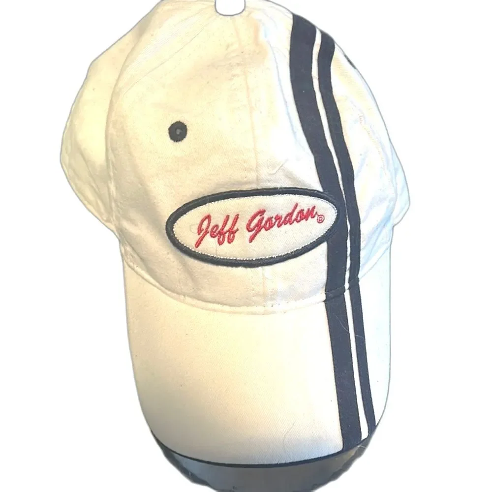 Jeff Gordon NASCAR Hat Racing 24 Striped Patch Baseball white black red